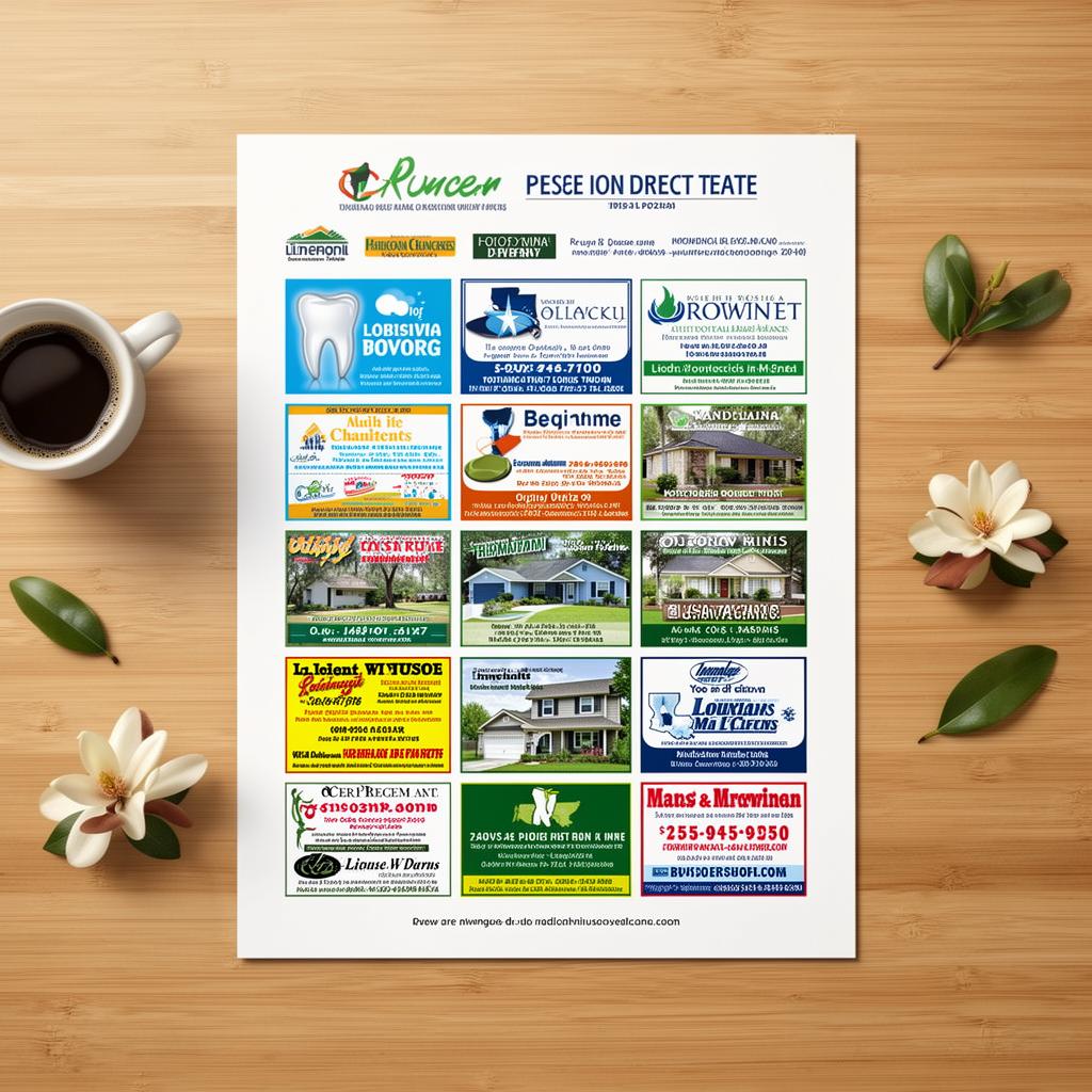 Sample FeJe Designs jumbo postcard showing local North Shore business ads
